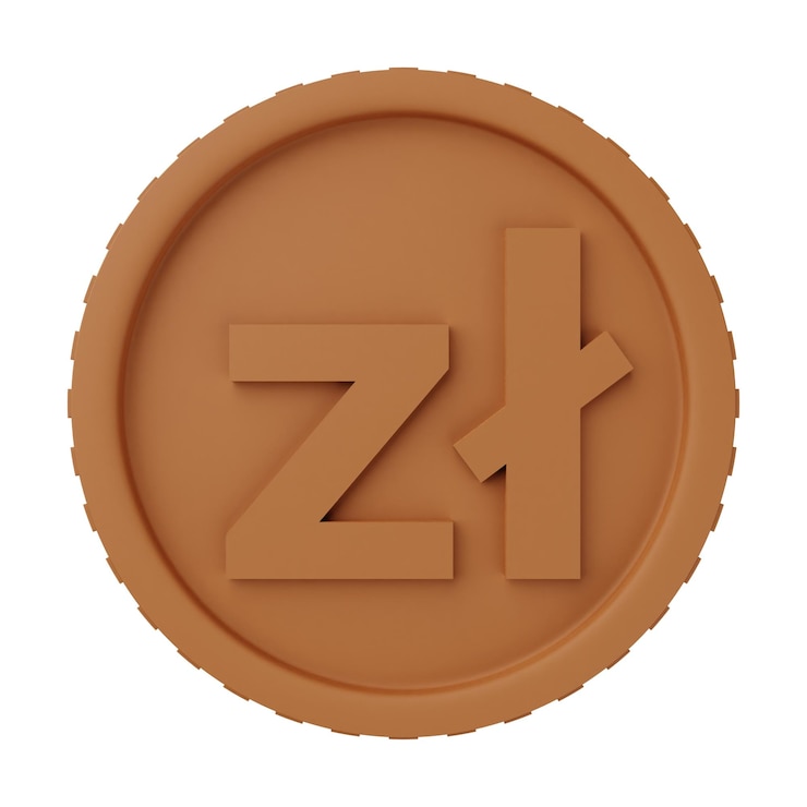 Foto moneda de bronce zloty ilustración 3d aislada en fondo blanco