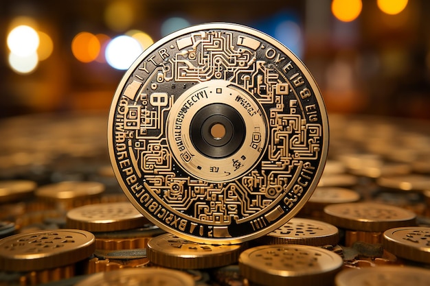 una moneda con un código qr que representa una criptomoneda generada por IA