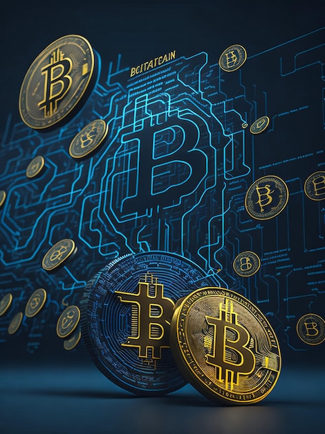 Moneda criptográfica de Bitcoin con gráfico de crecimiento Red de bolsa internacional de valores de bitcoin marke