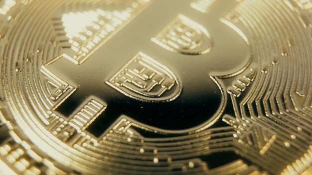 Moneda criptográfica Oro Bitcoin - BTC - Bit Coin. Extreme Macro shots cripto moneda Bitcoin monedas.