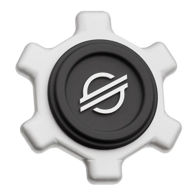 La moneda criptográfica Stellar XLM es un icono 3D aislado sobre un fondo blanco.