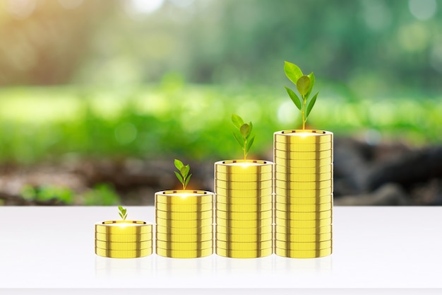 Foto moneda de dinero para hacer crecer su negocio. crecimiento de plántulas de plantas
