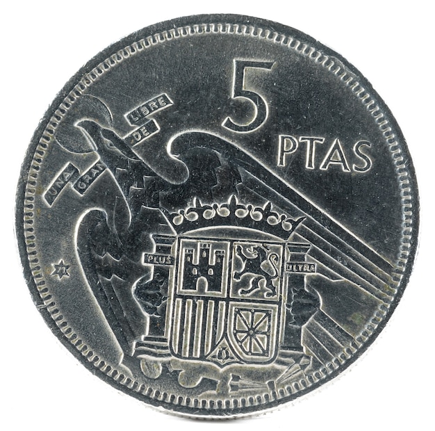 Foto moneda española antigua de 5 pesetas