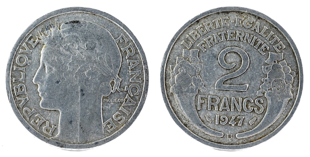 Moneda francesa antigua. 2 francos.