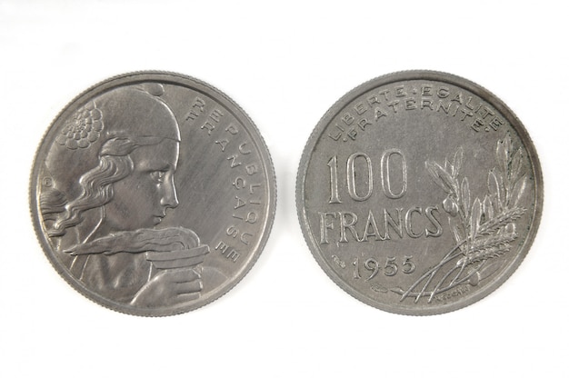 Moneda francesa del siglo XX 100 francos, 1955.