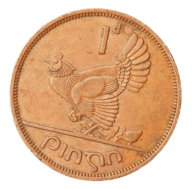 Moneda de gallina irlandesa antigua Penny 1d de 1963 cerrar