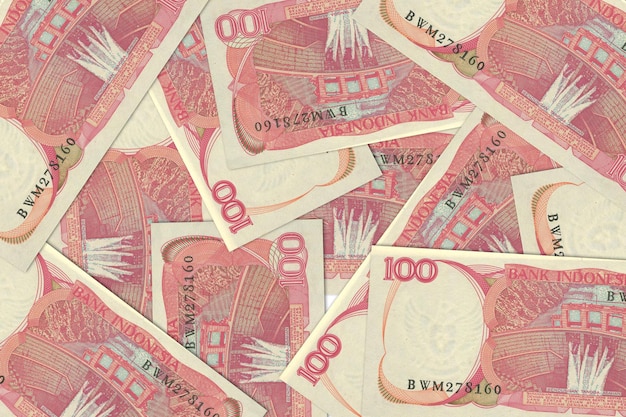 Moneda de Indonesia Billetes de banco de Indonesia Cierra el dinero de Indonesia Rupias indonesias 3D render