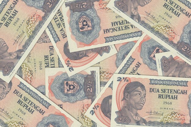 Moneda de Indonesia Billetes de banco de Indonesia Cierra el dinero de Indonesia Rupias indonesias 3D render