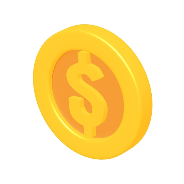 Moneda de juego de oro 3D con signo de dólar