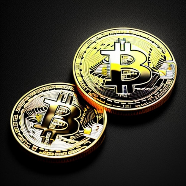 Foto la moneda de oro de bitcoin en el fondo bitcoin es la criptomoneda más popular
