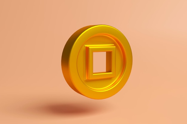 moneda de oro en diseño de renderizado 3d.