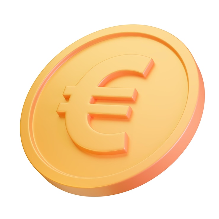 Moneda de oro euro 3d rendering ilustración sobre fondo blanco.