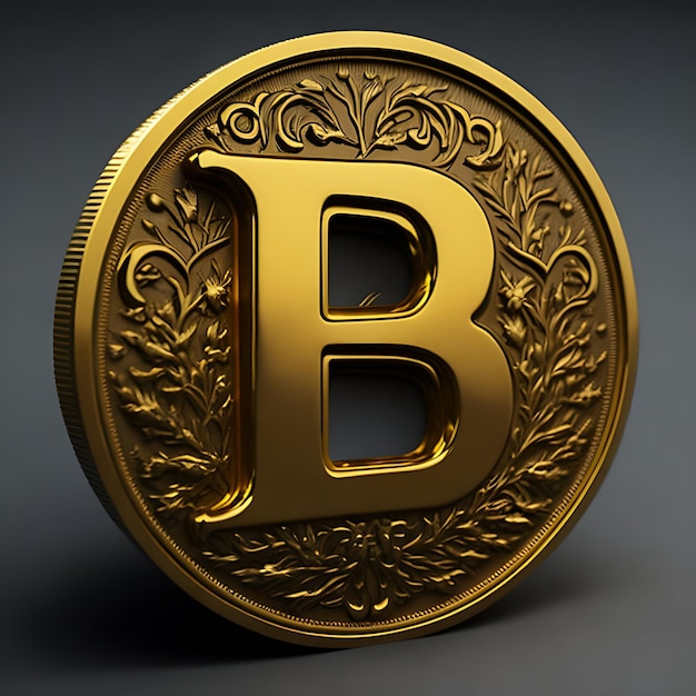 Una moneda de oro con la letra b. Dos monedas de oro con las letras b y b.
