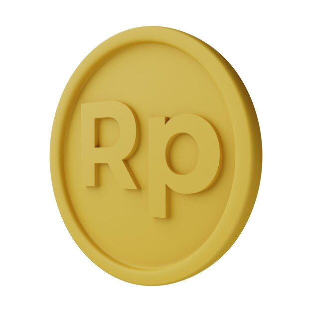 Moneda de oro Rupia Ilustración 3D aislada en fondo blanco
