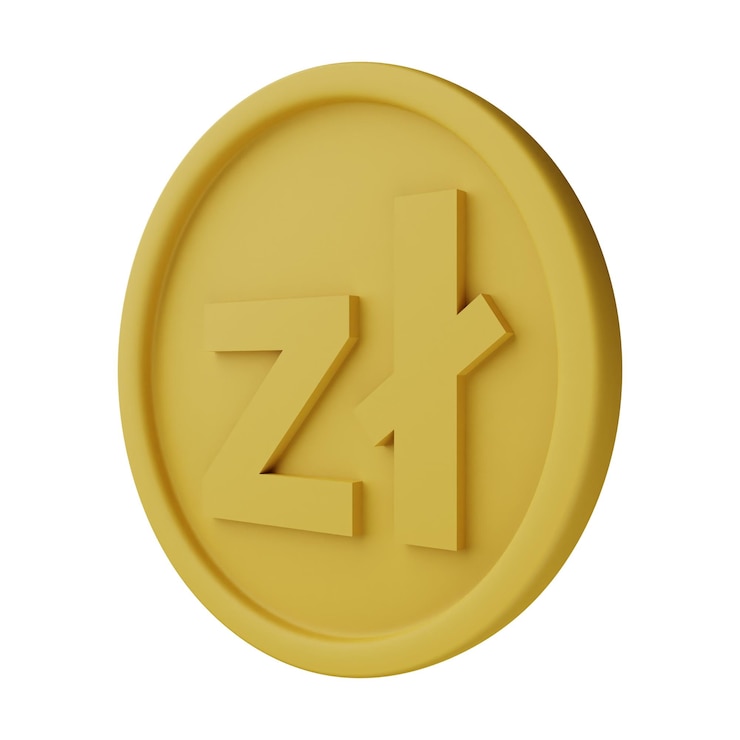 Foto moneda de oro zloty ilustración 3d aislada en fondo blanco