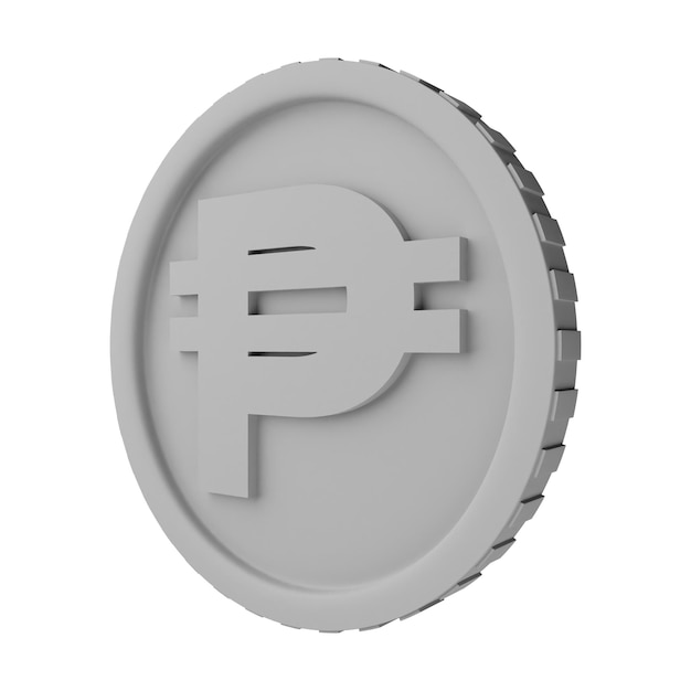 Moneda de plata Peso Ilustración 3D aislada en fondo blanco