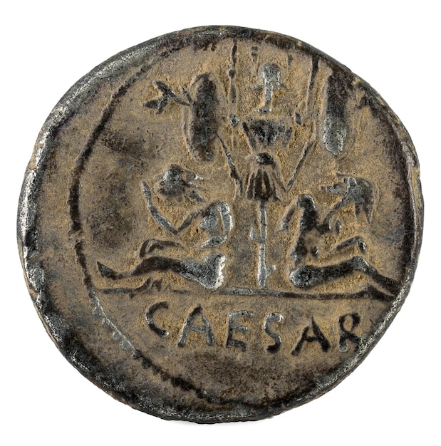 Foto moneda de la república romana denario de plata romano antiguo de la familia julia julio césar
