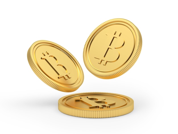 las monedas de bitcoin están cayendo 3d render