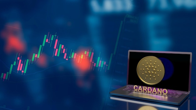 Las monedas cardano o ada para moneda criptográfica o concepto de tecnología representación 3d
