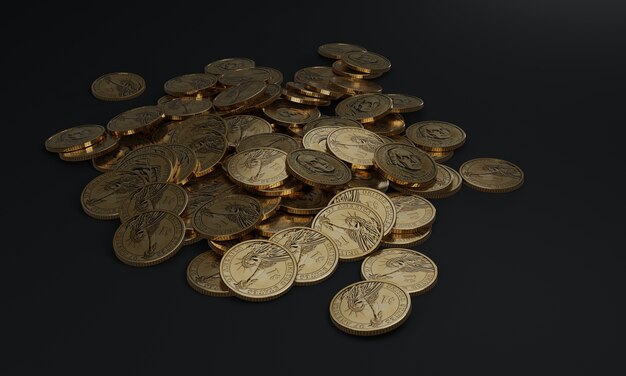 Monedas de oro pila moneda de oro dólar