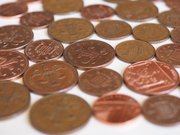 Foto monedas penny y pence reino unido