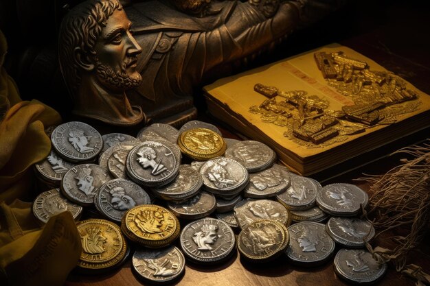 Foto monedas romanas de oro y plata del reinado de trajano decio