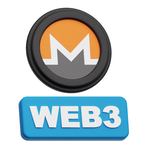 Monero moneda criptográfica icono 3D aislado en el fondo blanco
