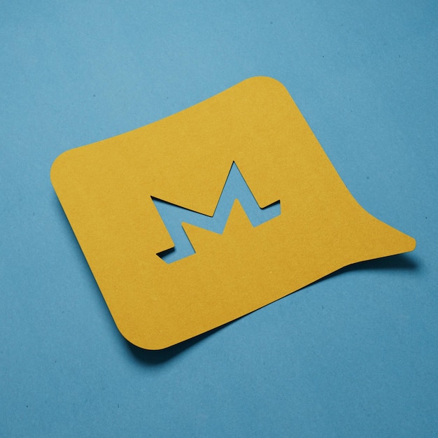 MoneroCrypto Carta M Minimalista Habla sencilla Burbuja de papel recortado Ilustración en 3D