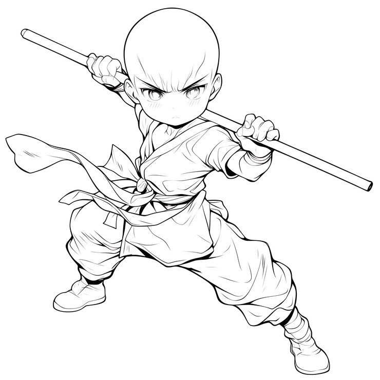 Foto monge guerreiro com robe de artes marciais e sash homem adolescente magro personagem guerreiro caro ilustração