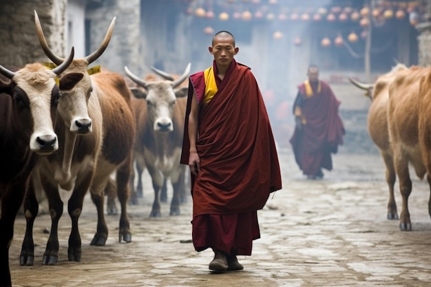 Foto monges budistas celebram o festival misterioso de tsam no vale de katmandu