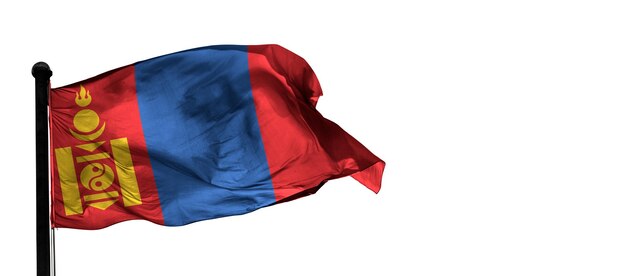 Mongolei Land 3D Wind weht Flagge und weißen Hintergrund