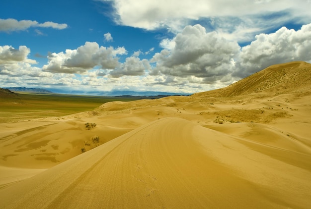 Mongólia. Sands Mongol Els, deserto de dunas de areia, dia ensolarado