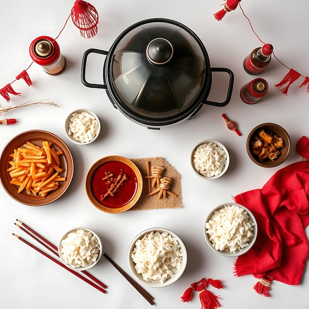 Mongolian Bbq Setup Mongolian Grill Chopsticks Rice Bowls Yurt Style Decor Red y Food Set upG