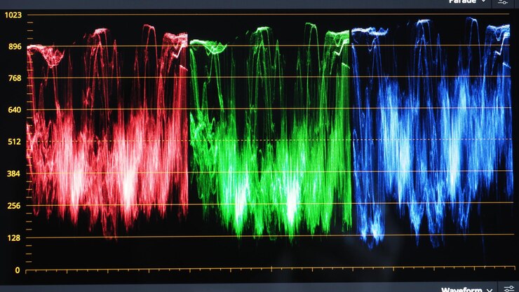 Foto monitor de clasificación de color gráfico indicador de corrección de color rgb en pantalla