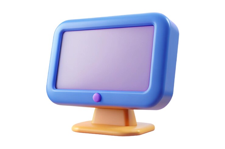 Foto un monitor de computadora azul con una pantalla púrpura que dice cita el color azul cita
