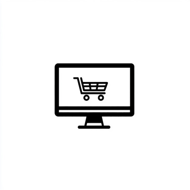 un monitor de computadora con un carrito de compras en él