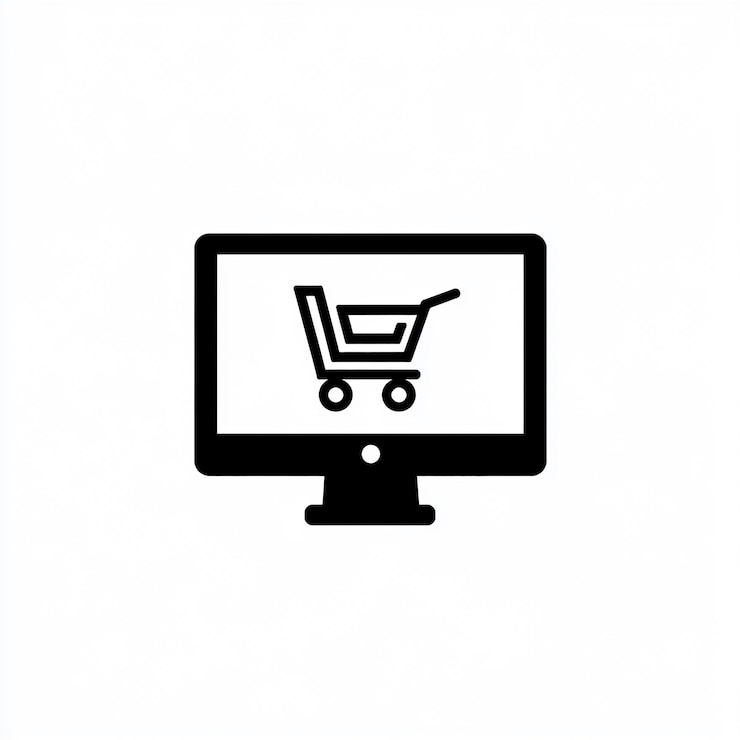 Foto un monitor de computadora con un carrito de compras en la pantalla