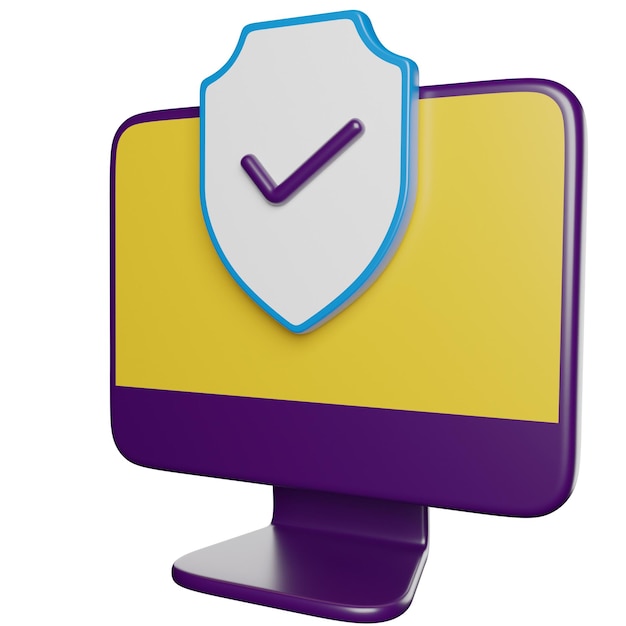 un monitor de computadora con un escudo blanco y púrpura que dice una cita en él