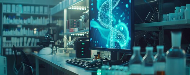 un monitor de computadora con un fondo azul y verde con un diseño azul y verde