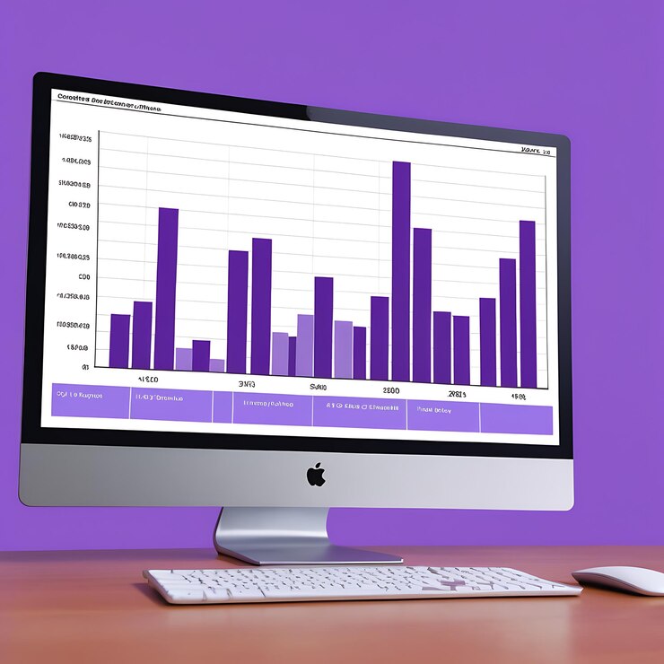 Foto un monitor de computadora con un gráfico en él y un gráfica en la pantalla