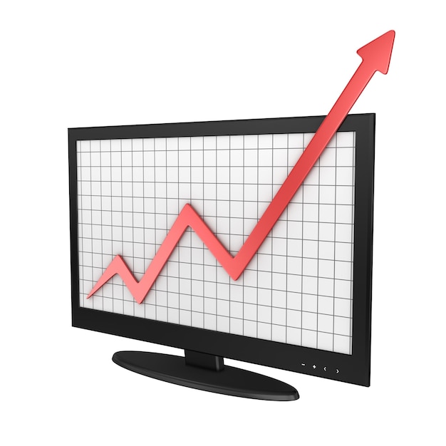 Monitor de computadora con gráfico de negocios