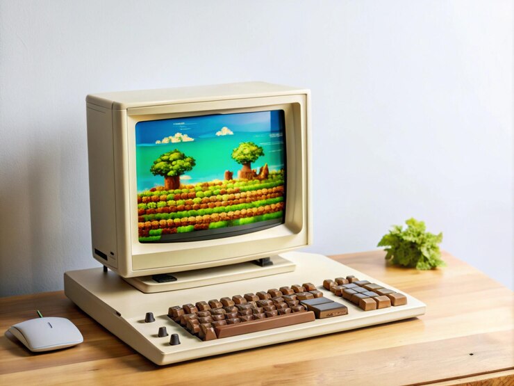 Foto un monitor de computadora con un juego en la pantalla