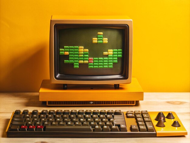un monitor de computadora con un juego verde en la pantalla