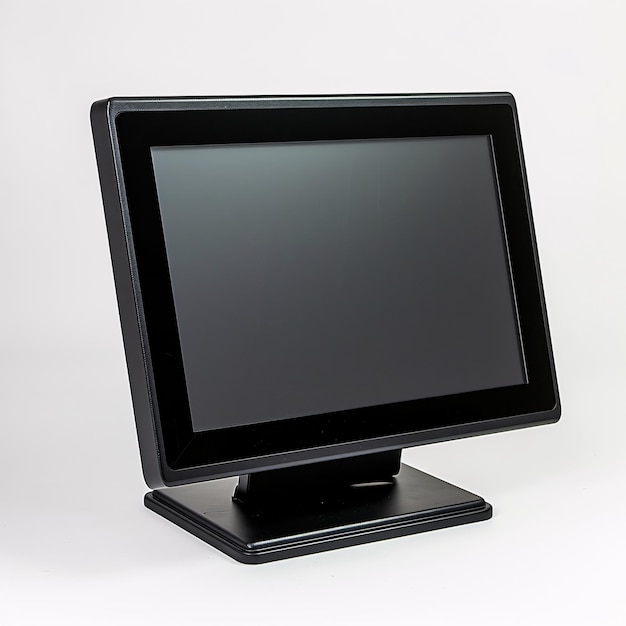 un monitor de computadora negro con un fondo blanco