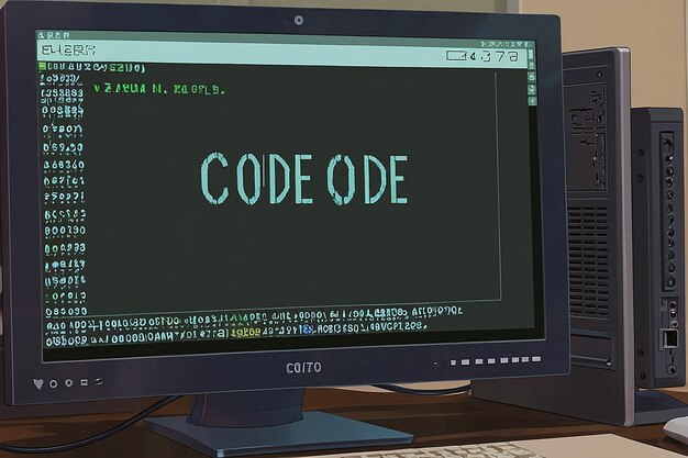 Un monitor de computadora con la palabra código en la pantalla