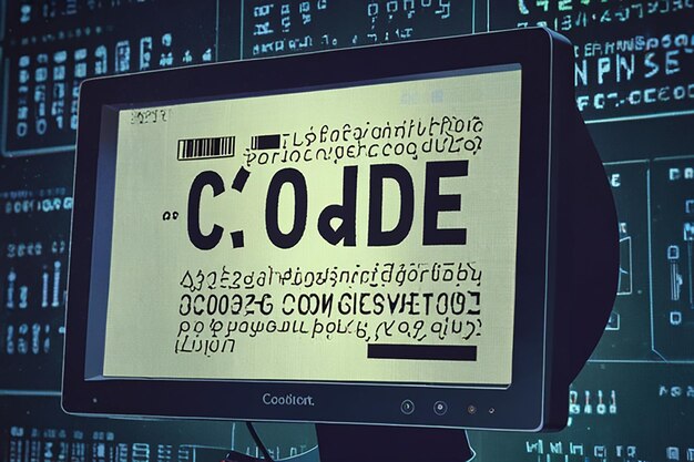 Un monitor de computadora con la palabra código en la pantalla