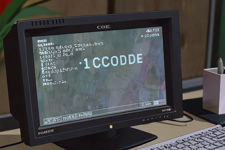 Foto un monitor de computadora con la palabra código en la pantalla