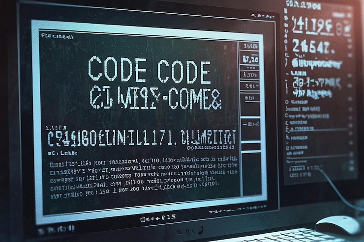 Foto un monitor de computadora con la palabra código en la pantalla