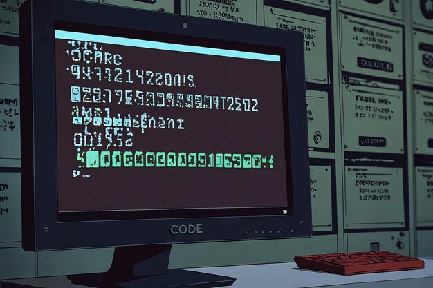 Un monitor de computadora con la palabra código en la pantalla