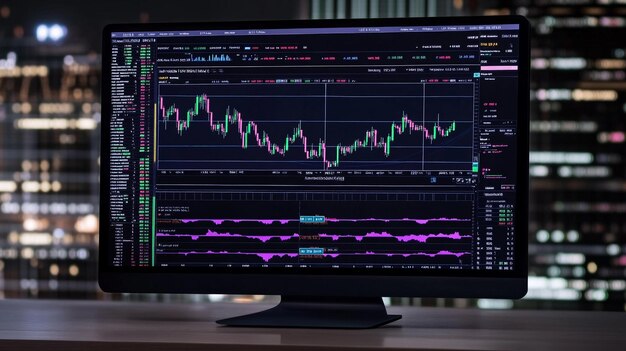 un monitor de computadora con la palabra financiera en él